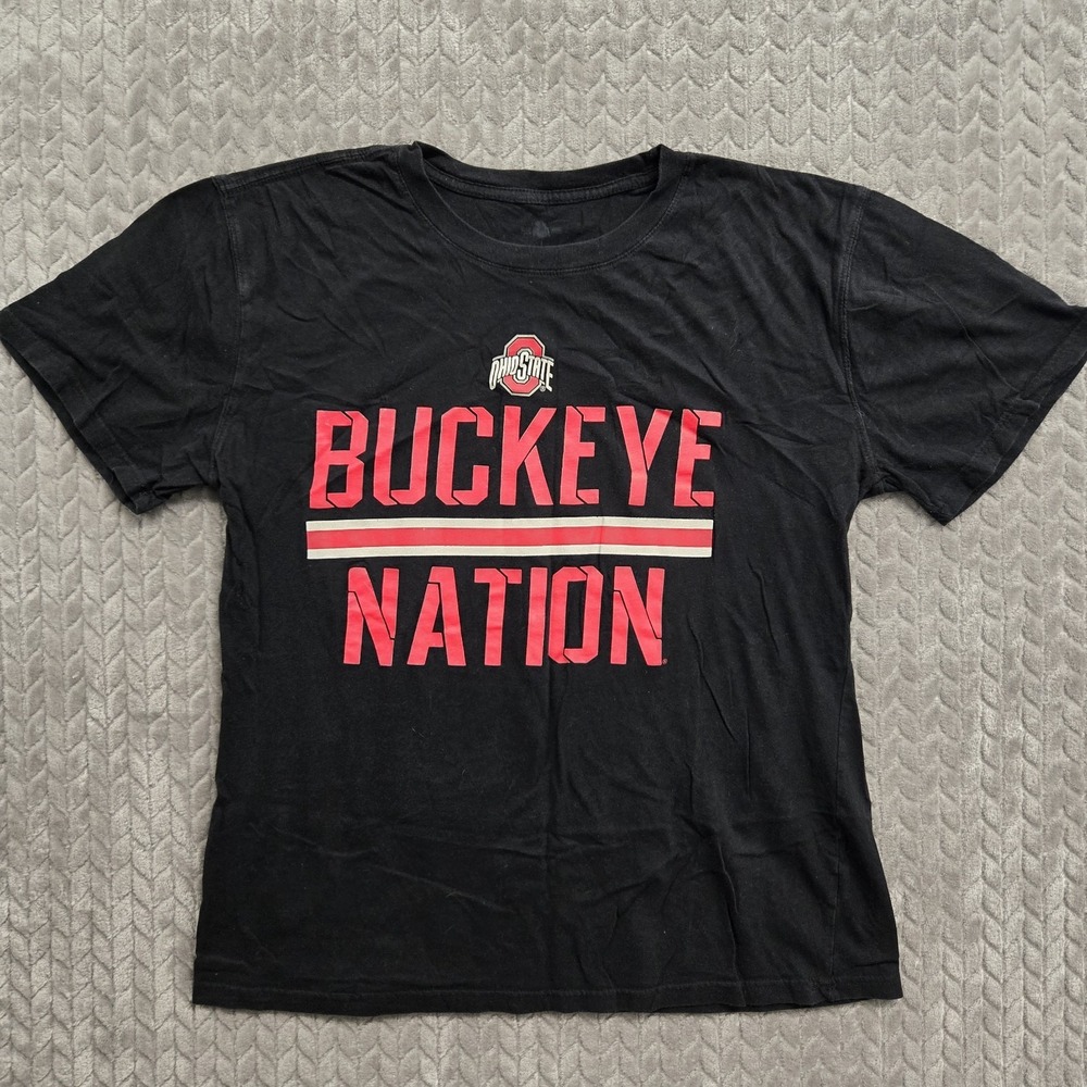 Ohio State Buckeyes NCAA T-Shirt  Size Large‎ Black Red Buckeye Nation Scarlet